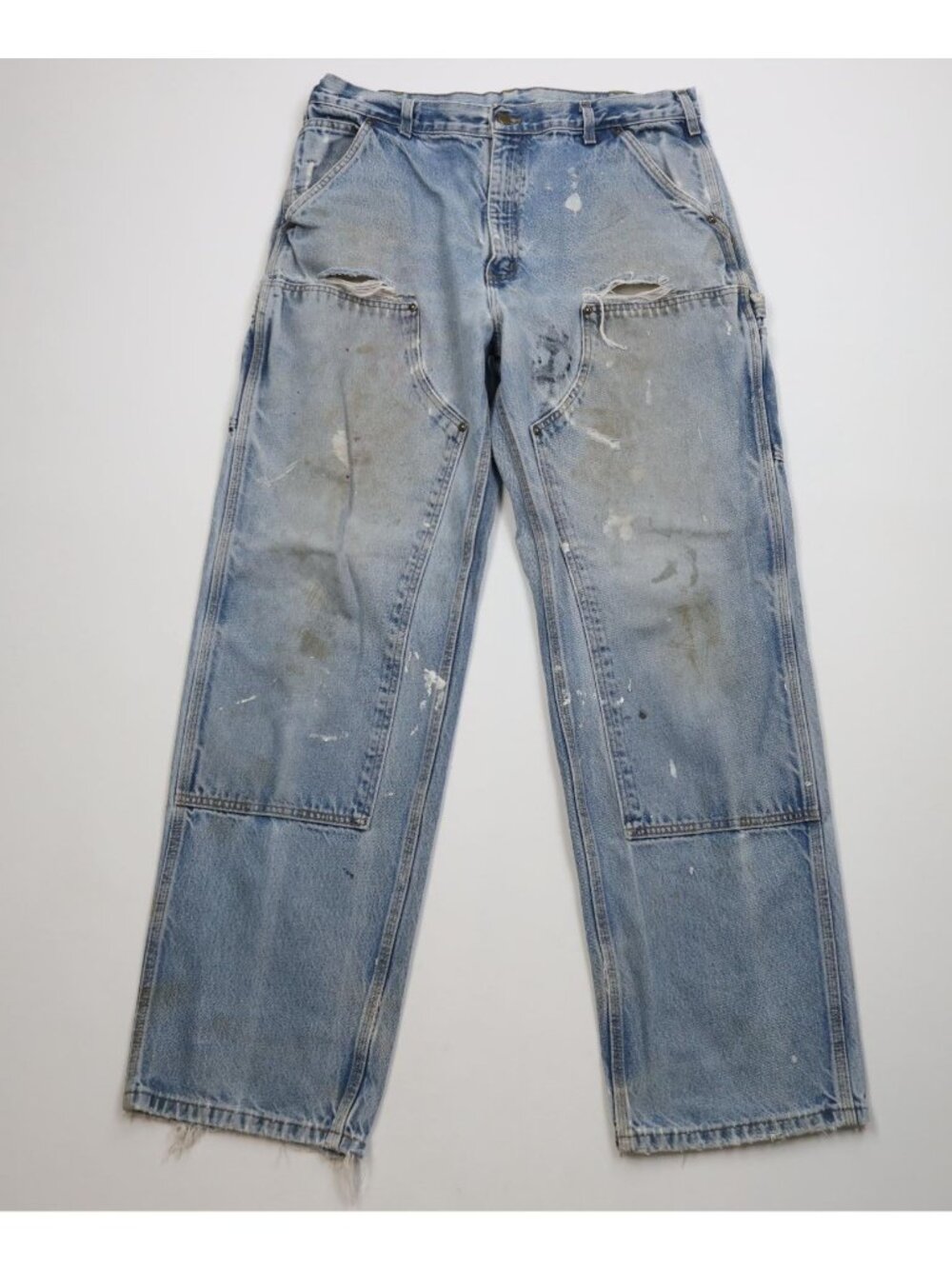 Vintage Y2K 2005 Carhartt Mens 36x34 Thrashed Wide Leg Double Knee Denim Jeans